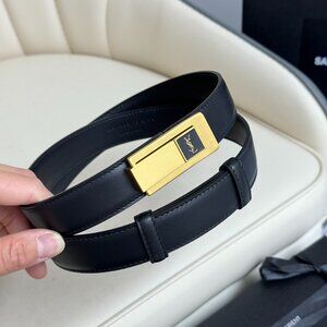 Saint Laurent women's belt with genuine gold electric ferry buckle, made of Ital